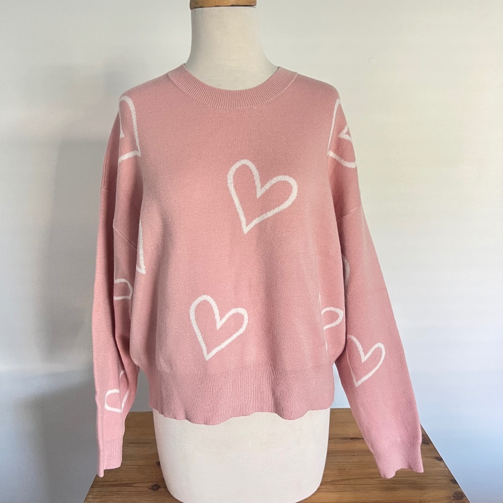 Apricot Pink Heart Sweater
